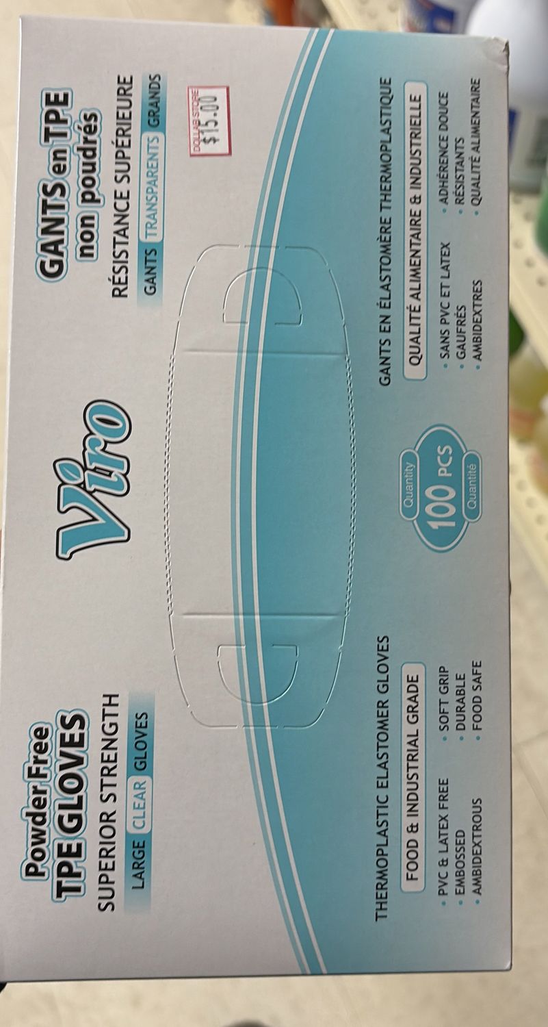100pk TPE Powder Free Clear Gloves - Size Large