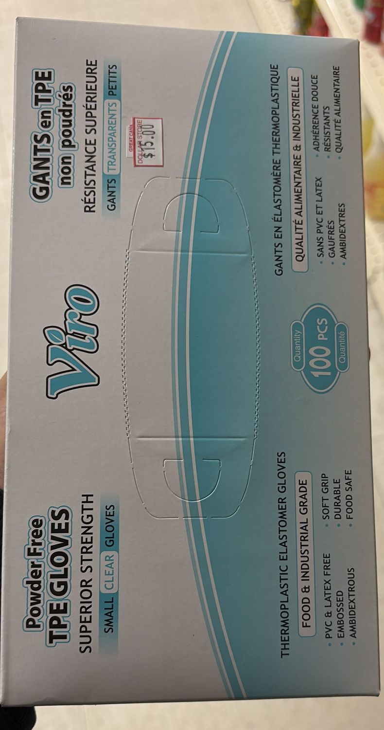 100pk TPE Powder Free Clear Gloves - Size Small