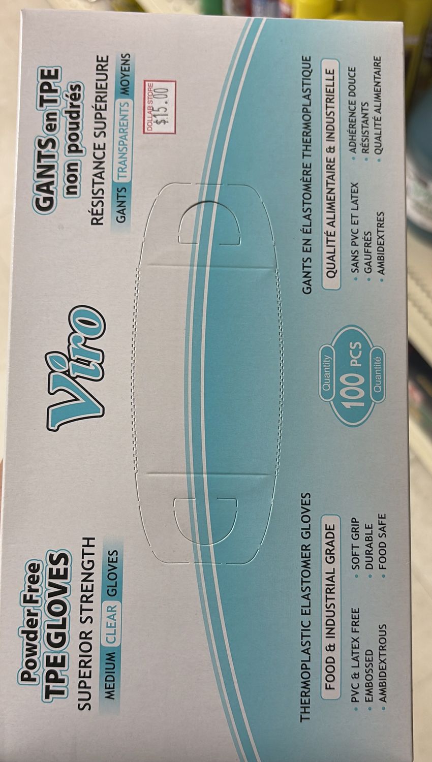 100pk TPE Powder Free Clear Gloves - Size Medium