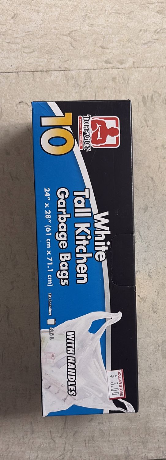 10 white tall garbage bag