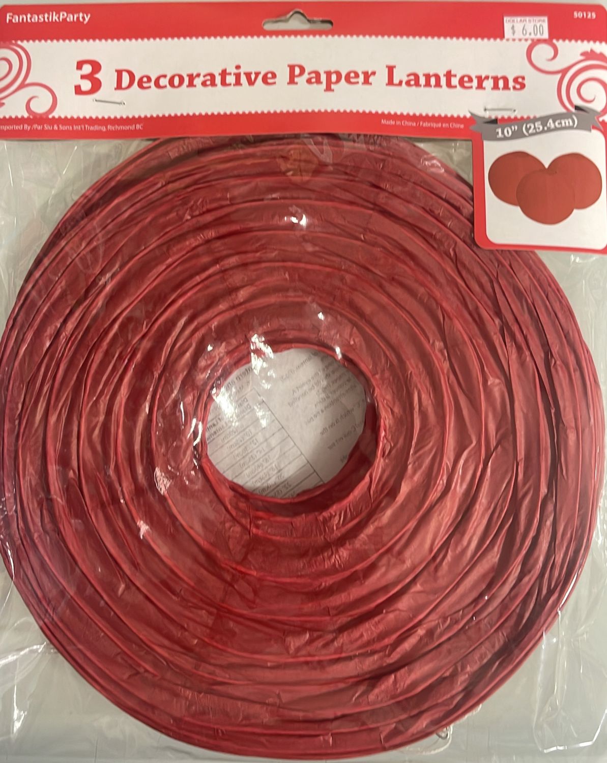 Siu &amp; Sons: 3x Red Paper Lanterns