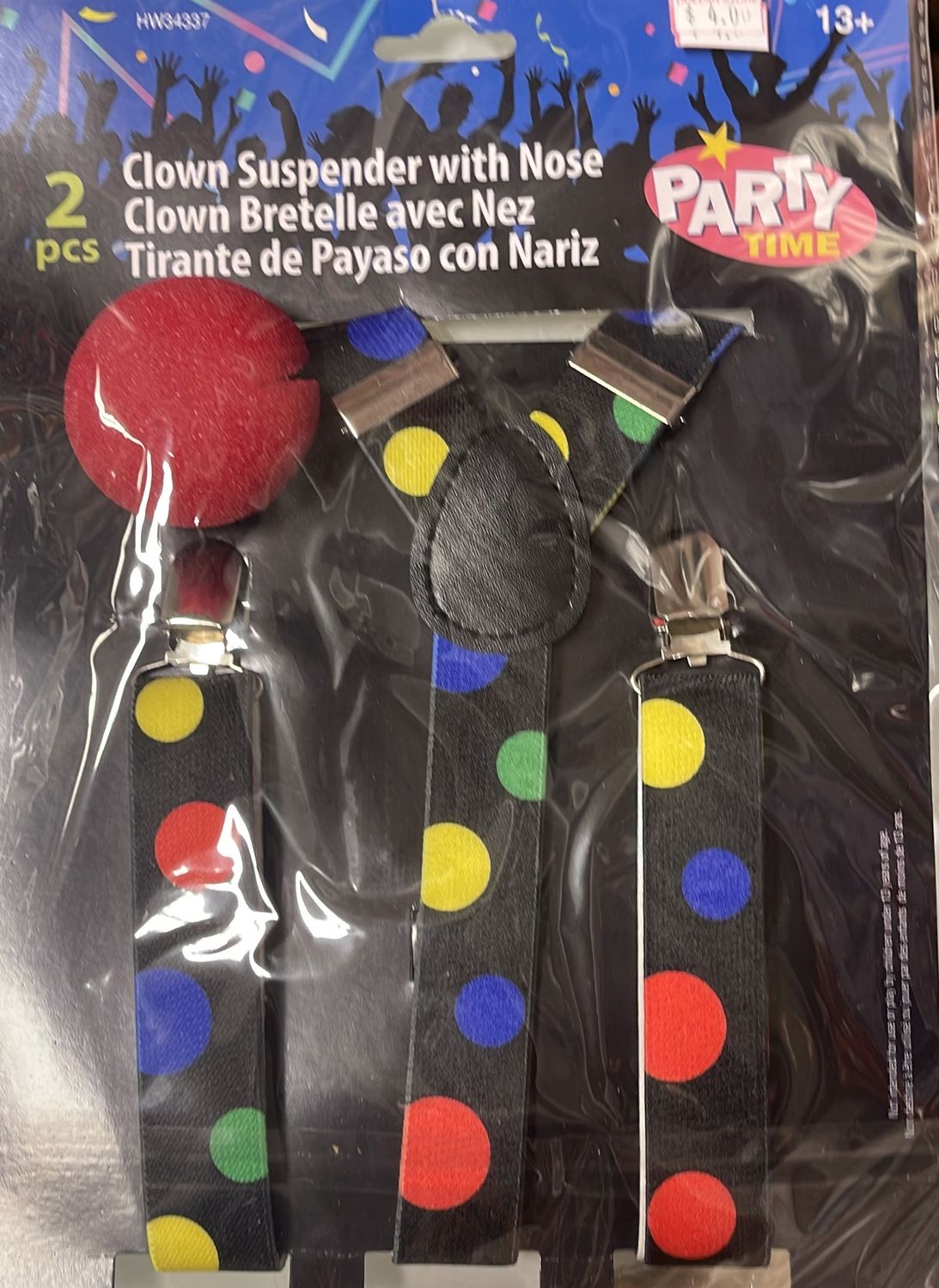 Clown suspender with nose