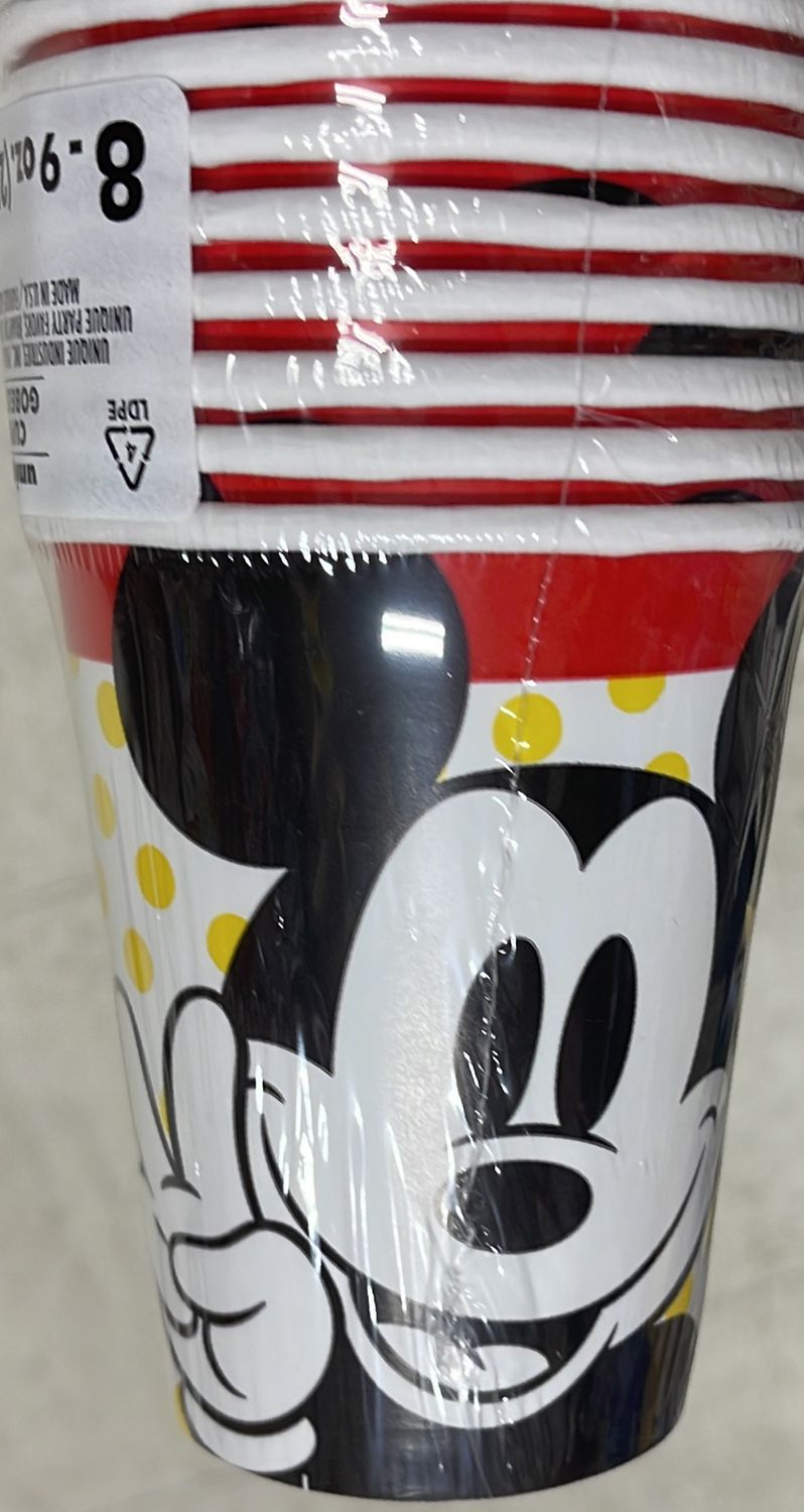 Unique: 8pk 9oz Mickey Mouse Themed Paper Cups