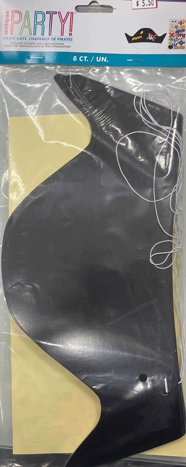 Unique: 8pk Customizable Pirate Hats with Stickers 