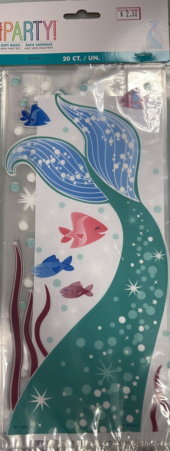 Unique: 20pk Mermaid Themed Plastic Gift Bags