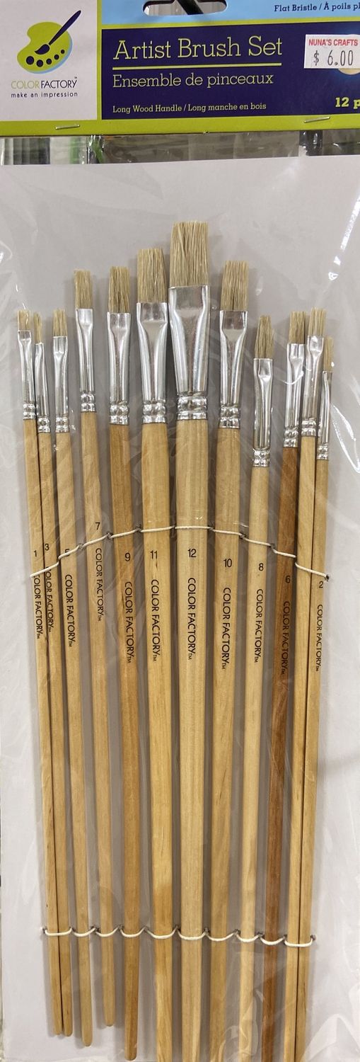 MultiCraft: Long Wood Handle Artist Brush Set - Flats 