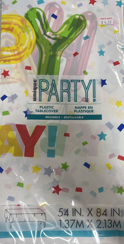 Unique: 54&quot; x 84&quot; Balloon Font &quot;Happy Birthday&quot; Plastic Tablecover 