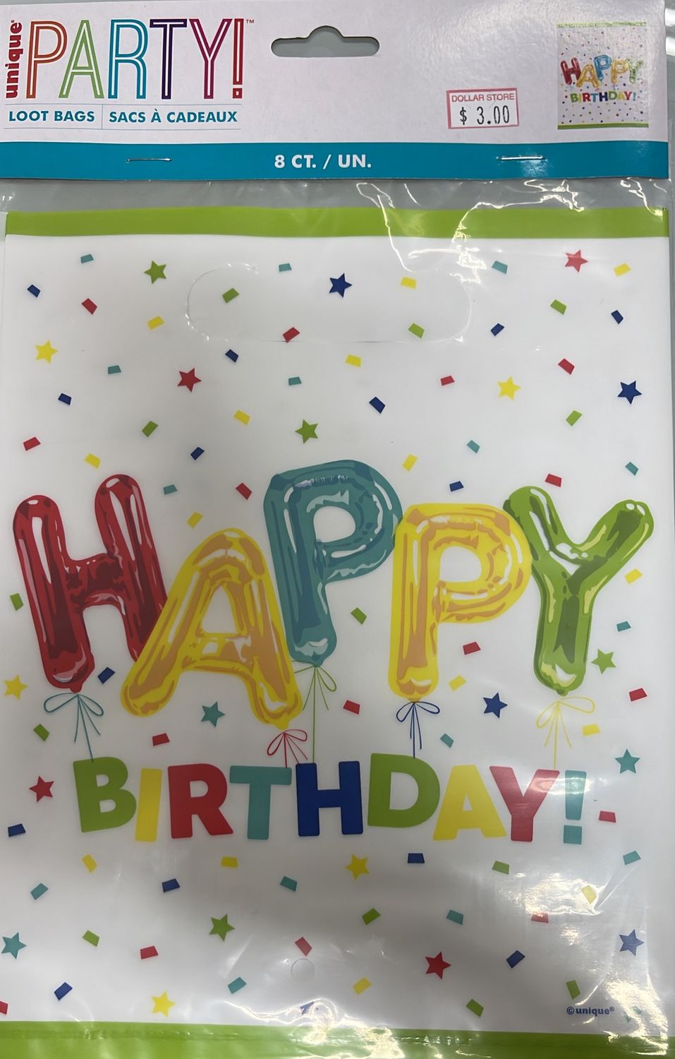 Unique: 8pk &quot;Happy Birthday&quot; Party Loot Bags
