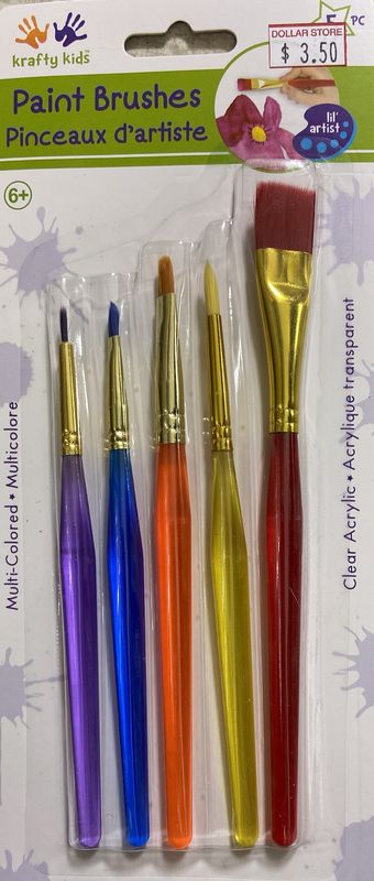 MultiCraft: 5pk Multi-Colored Paint Brushes