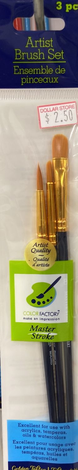 MultiCraft: 3pc Golden Taklon Artist Brush Set