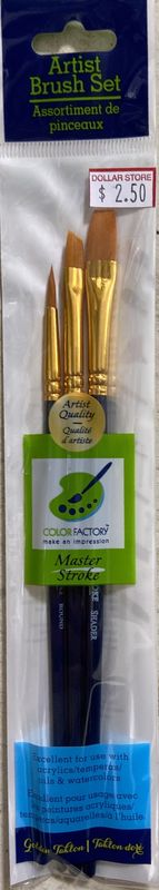 MultiCraft: 3 Pack Golden Taklon Artist Brush Set