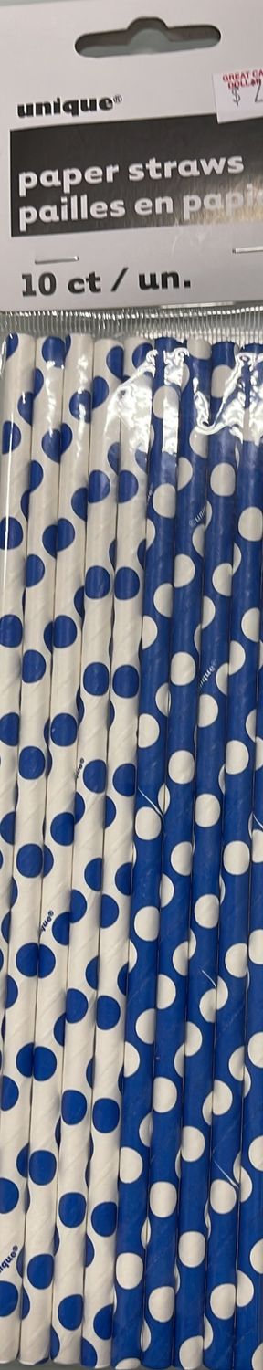 Unique: 10pk Dark Blue Paper Straws 
