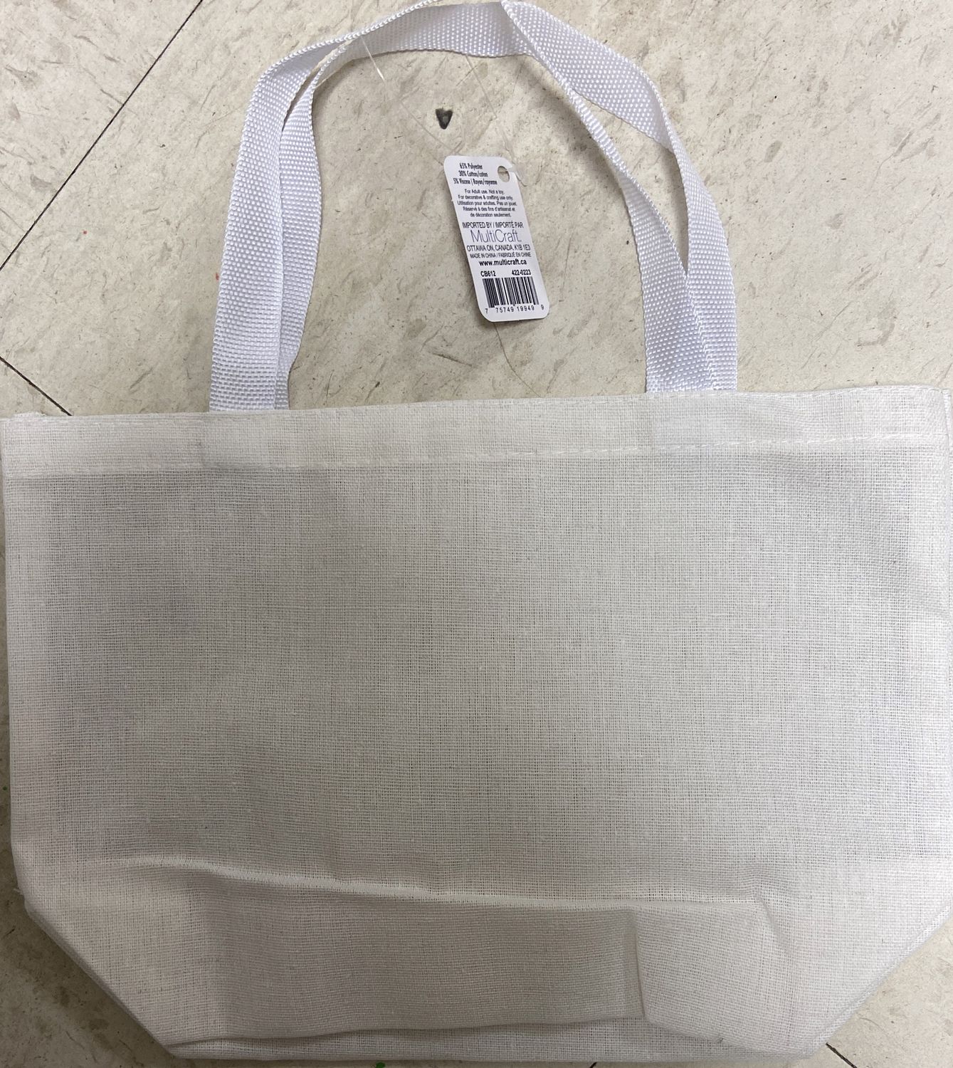 MultiCraft: 11.5&quot; x 8&quot; Canvas Bag with White Handle