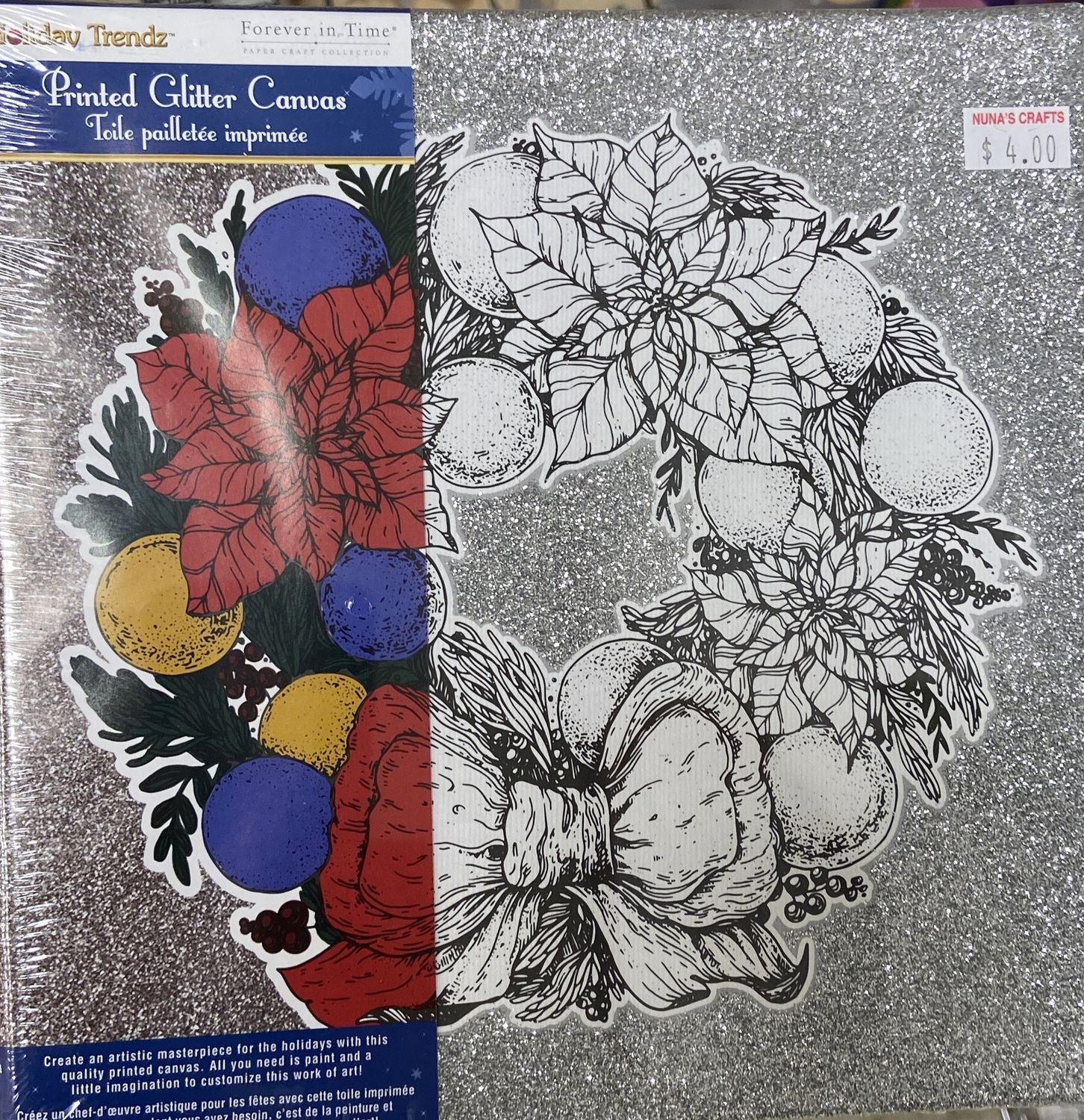 MultiCraft: Holiday Wreath Printed Glitter Canvas