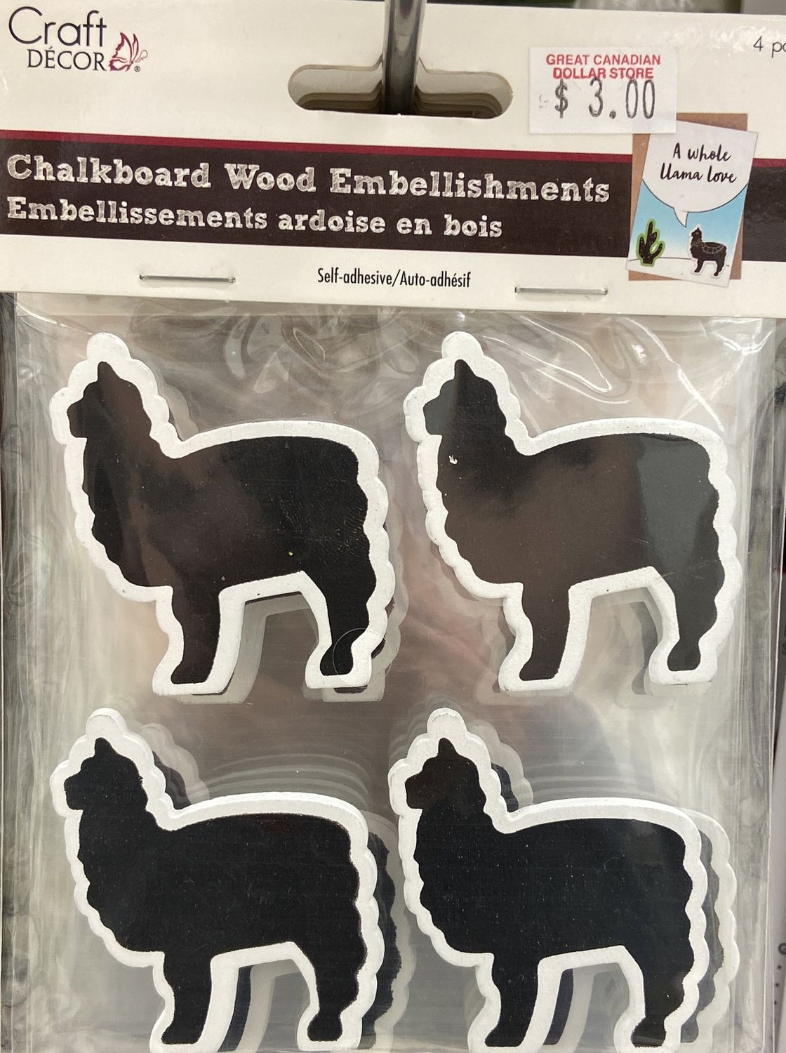 Llama Chalkboard Wood Embellishments