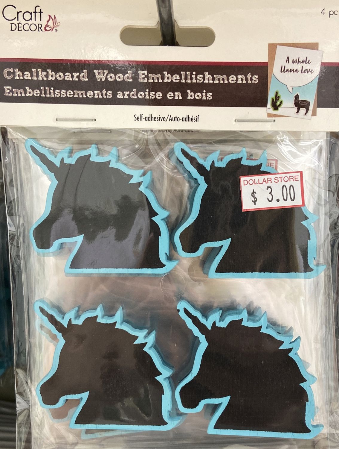 Unicorn Chalkboard Wood Embellishments