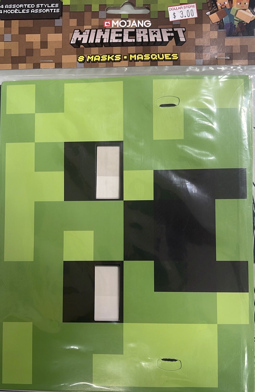 8pk Minecraft(Creeper Face) Themed Paper Masks