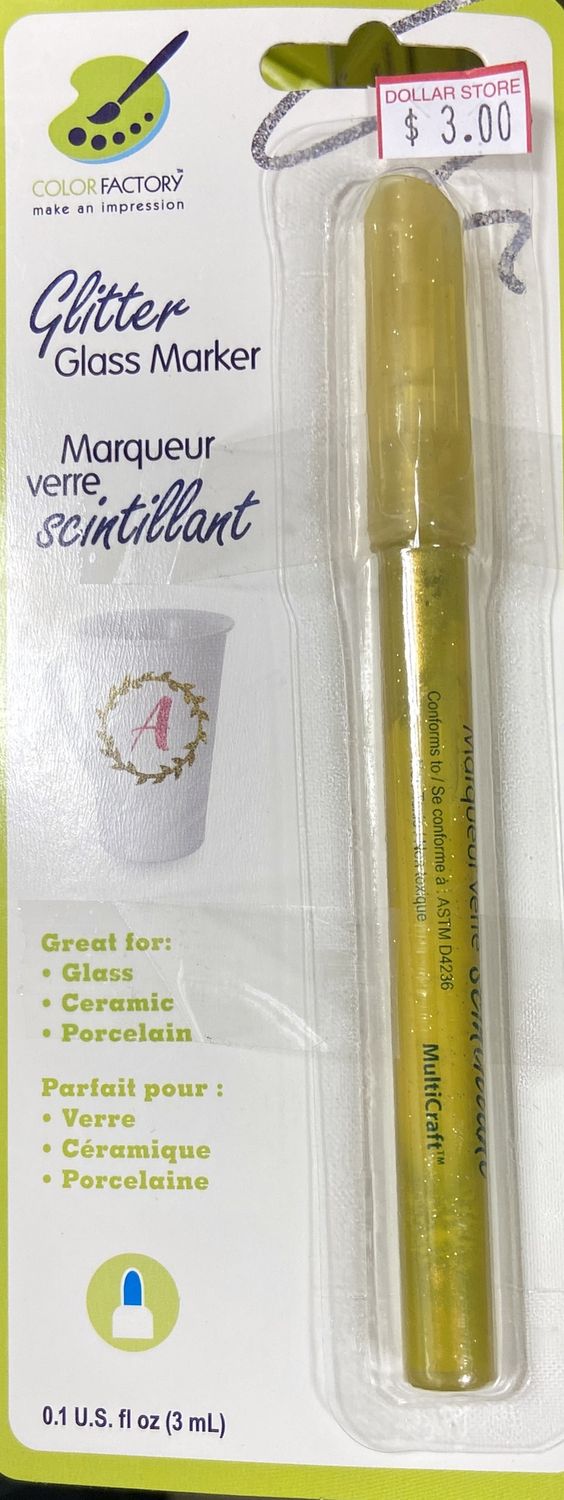 Yellow Glitter Glass Marker