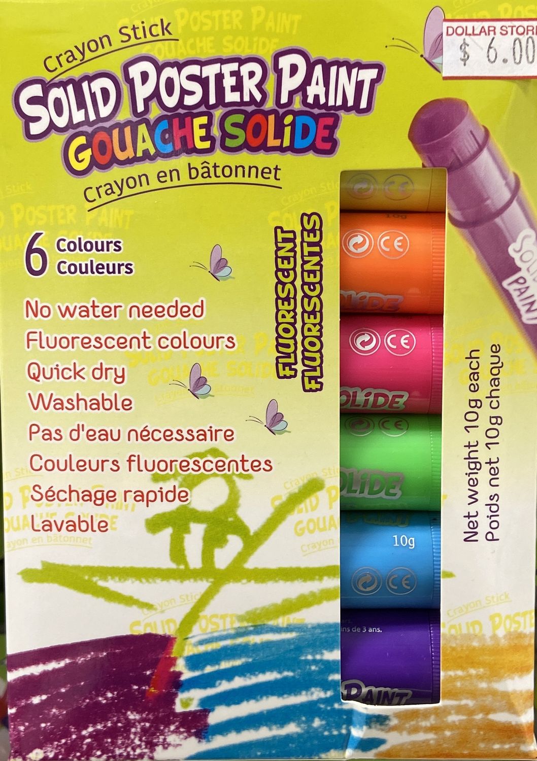 Solid Poster Paint Crayon Stick Asst. Colors