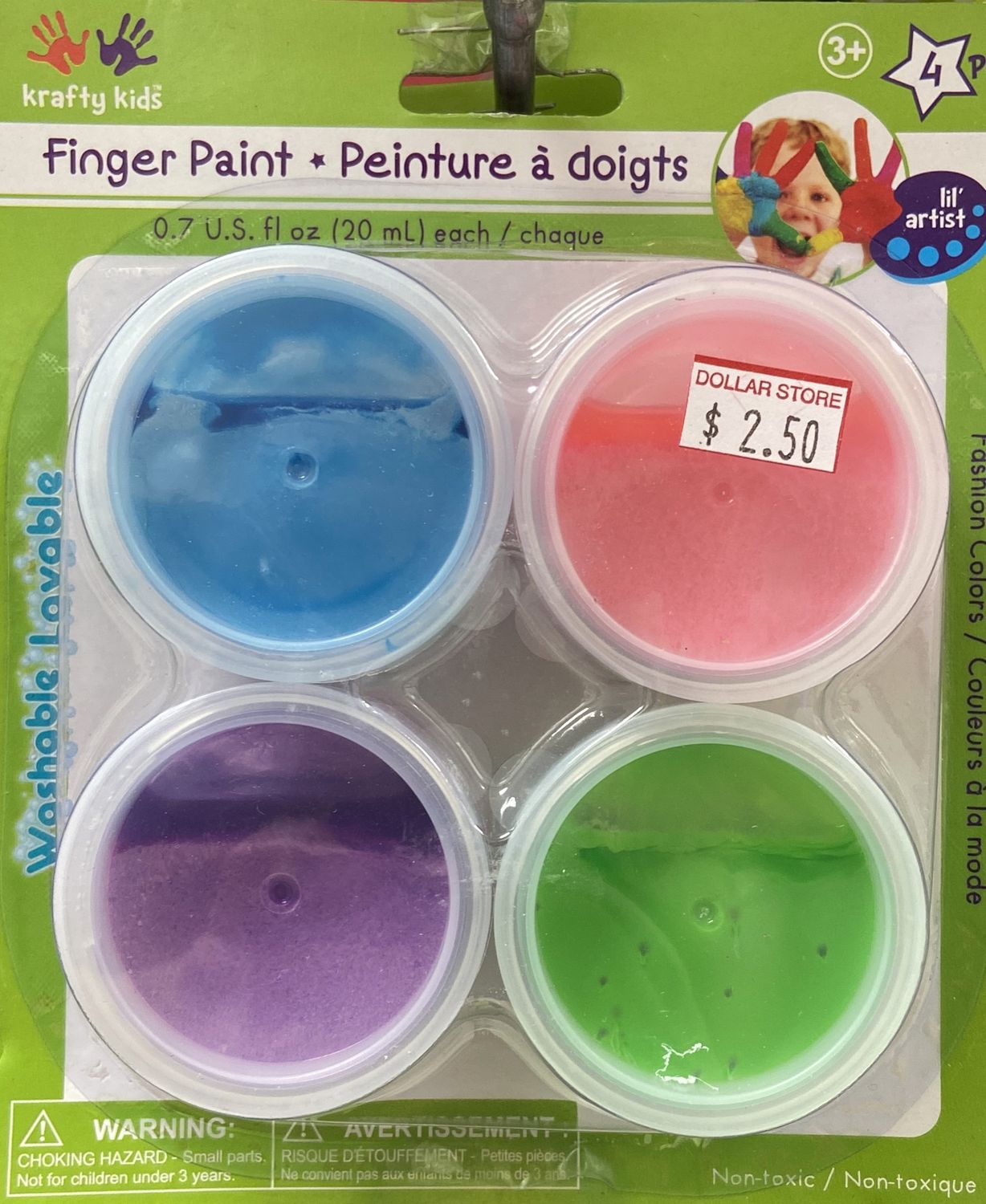 Krafty Kids: Finger Paint x4 Asst. Colors - Fashion