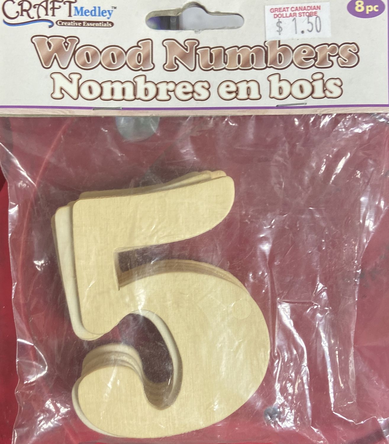 CraftMedley: Wood Numbers “5”