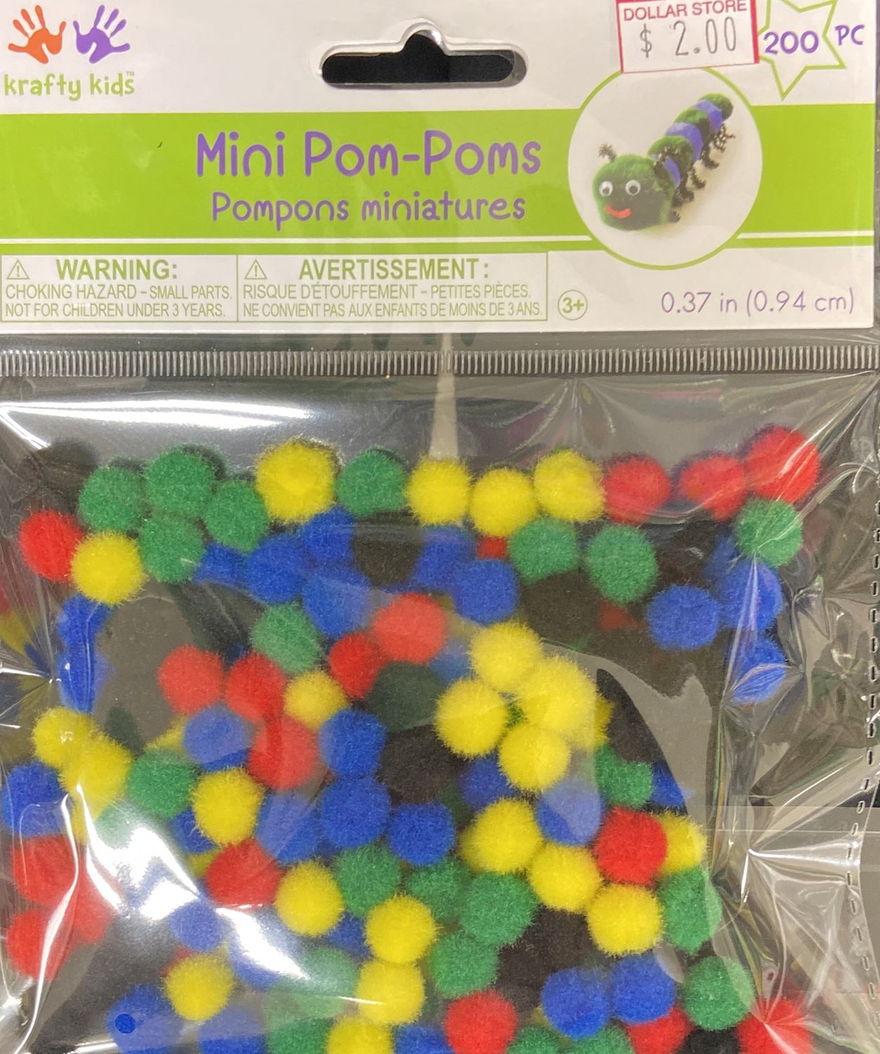 Krafty Kids: Primary Asst. Pom-Poms 0.37&quot;