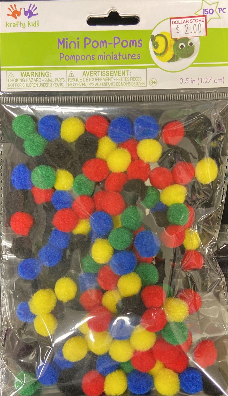 MultiCraft: Asst. Primary Color Pom-Poms 0.5&quot;