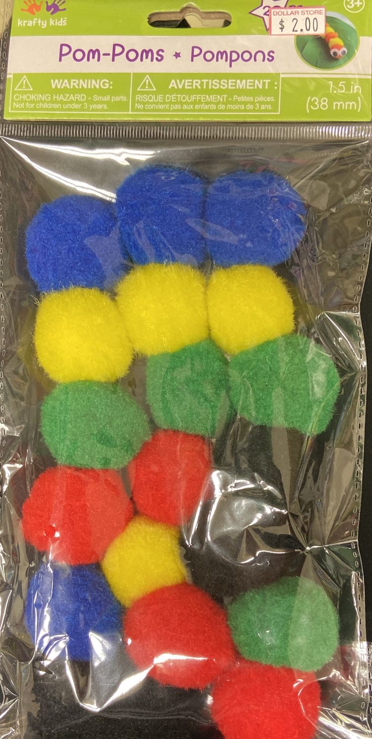MultiCraft: Asst. Primary Color Pom-Poms 1.5&quot;
