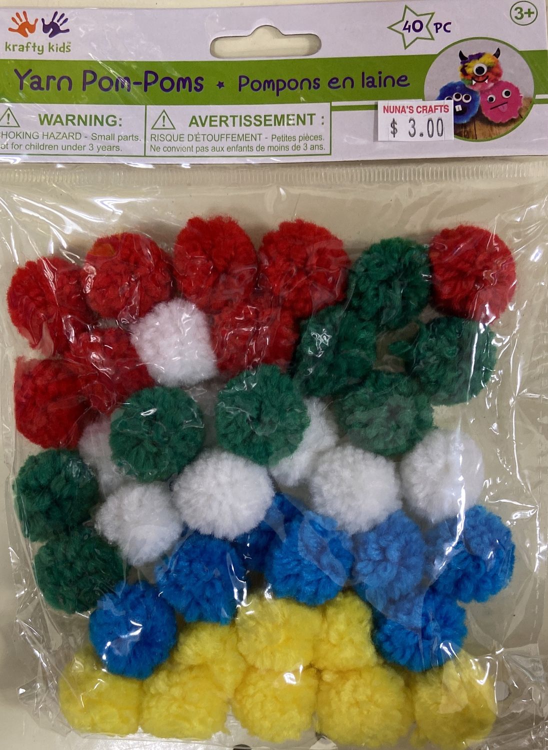 MultiCraft: Primary Color Yarn Pom-Poms