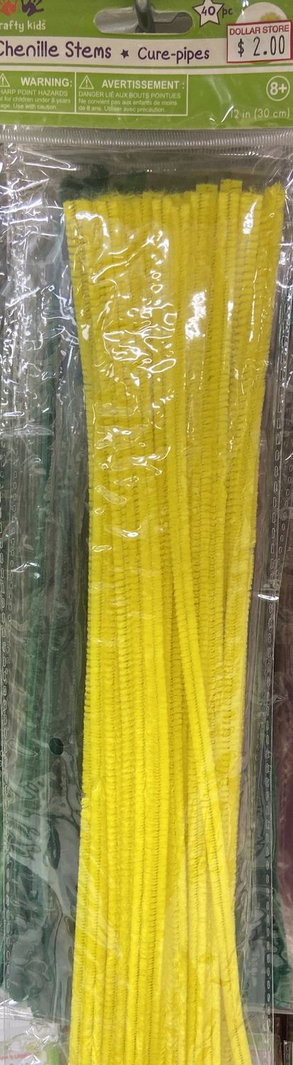 MultiCraft: Yellow 12in Chenille Stems x40pcs