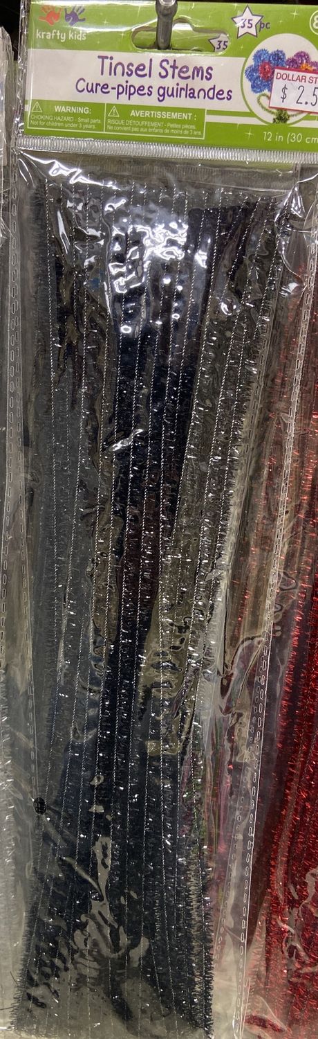 MultiCraft: Black 12in Tinsel Stems x35pcs 