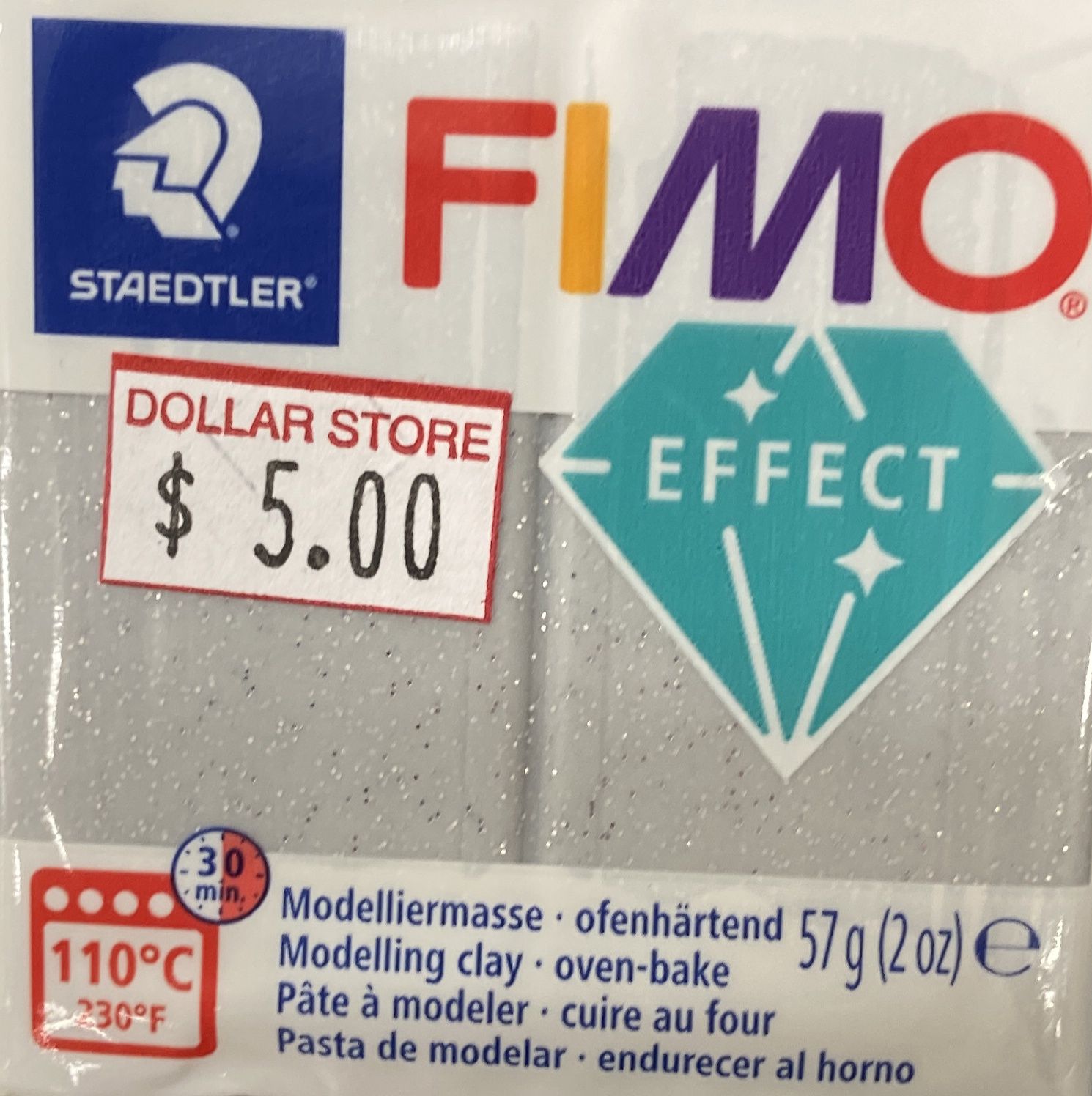 FIMO Effect: Glitter Silver #812 Modelling Clay