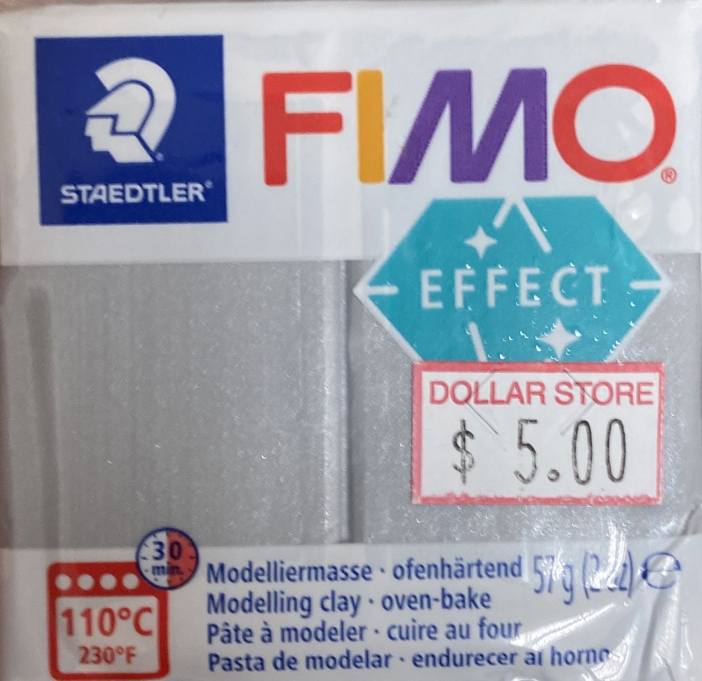 FIMO Effect: Metallic Silver #81 Modelling Clay