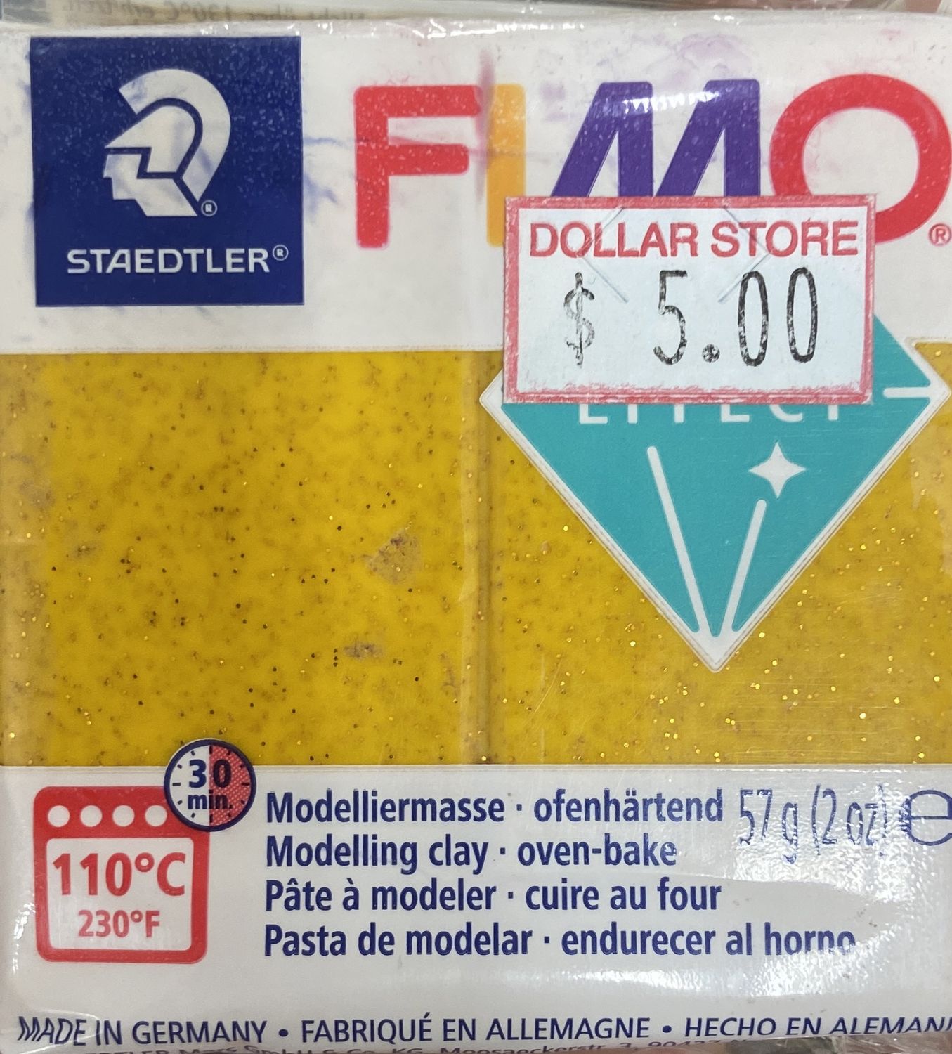 FIMO Effect: Glitter Gold #112 Modelling Clay