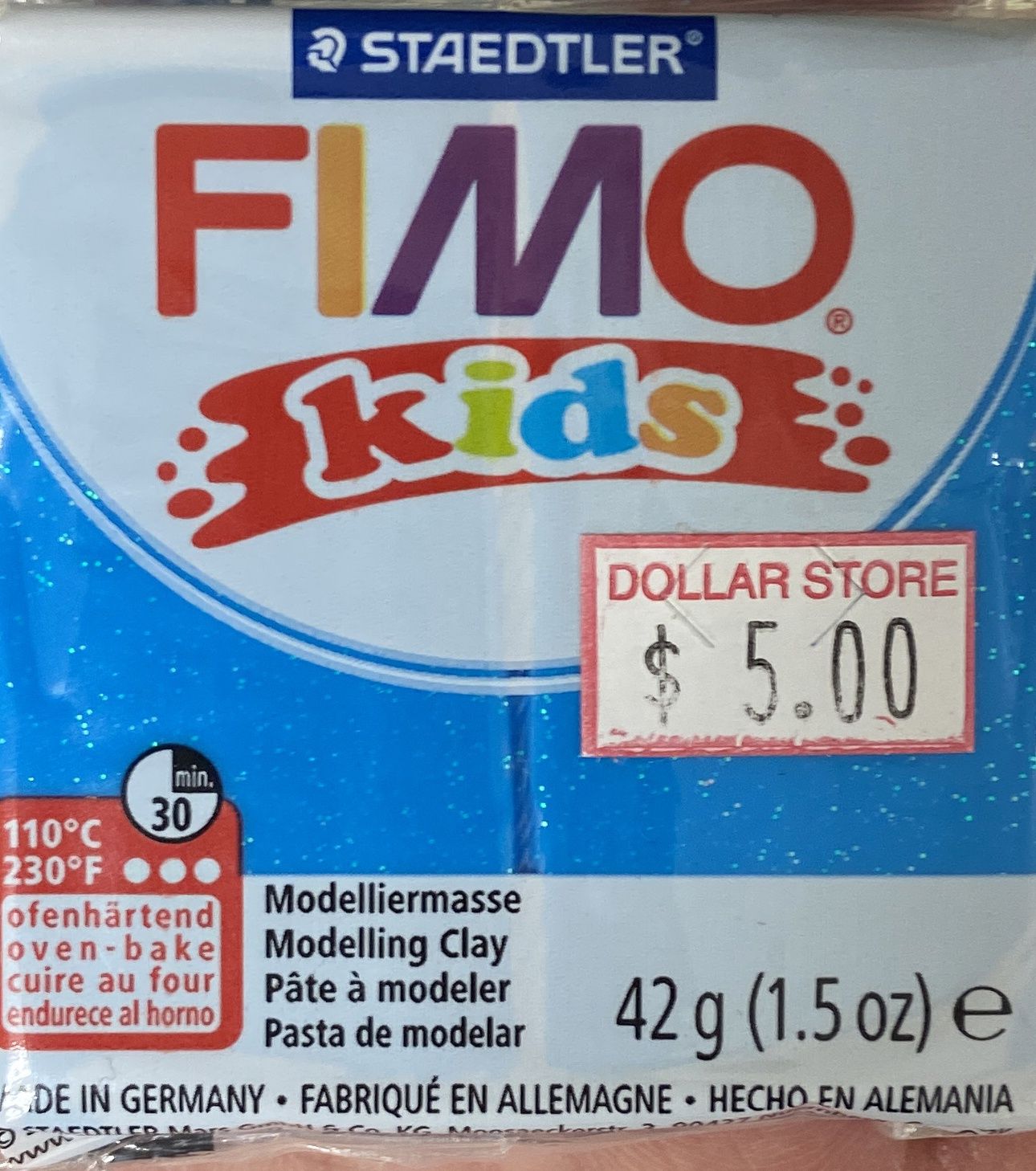 FIMO Kids: Glitter Blue #312 Modelling Clay