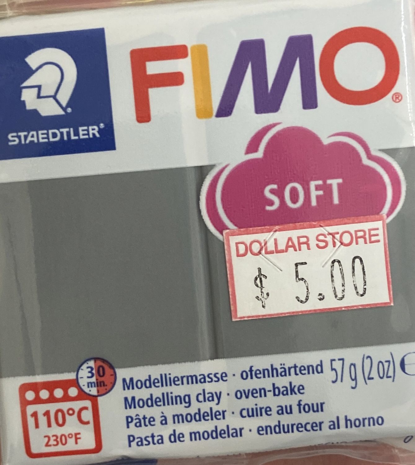 FIMO Soft: Stormy Grey T80 Modelling Clay