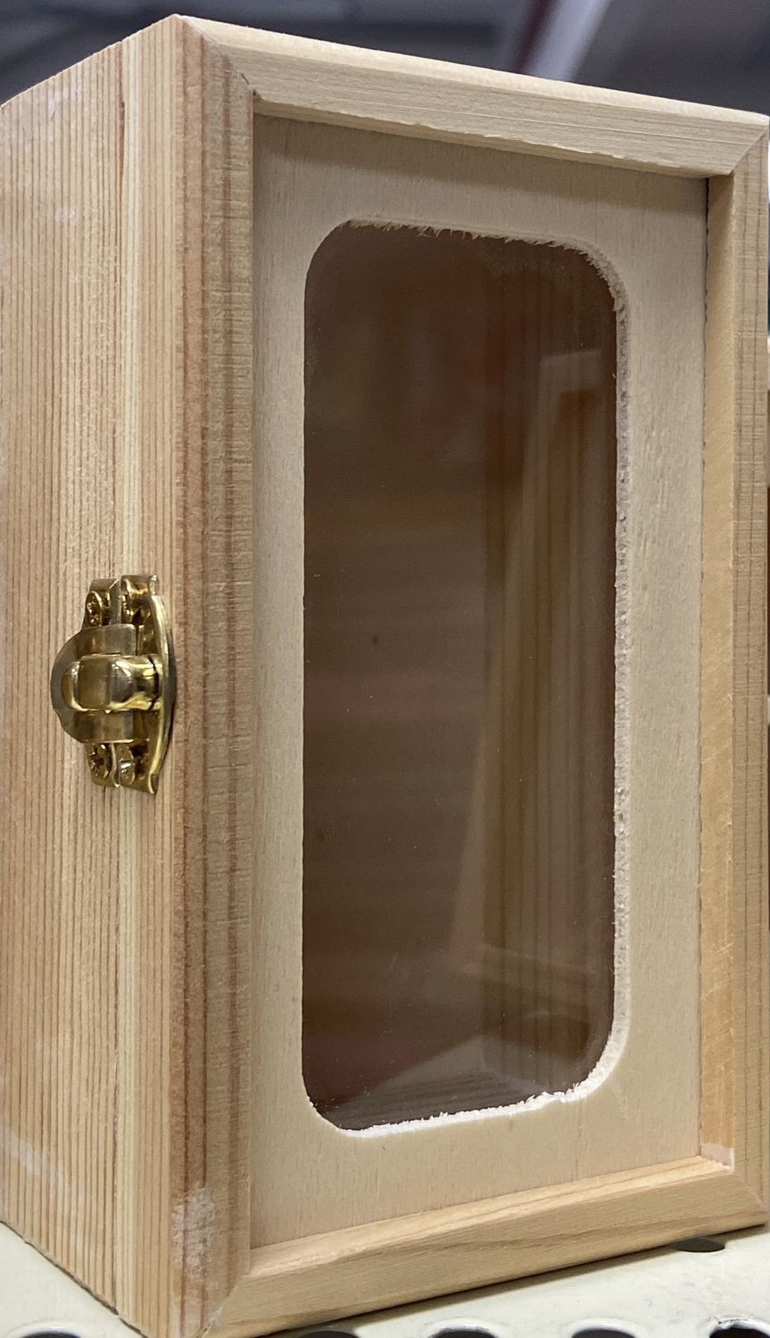 Mini Wooden Rectangular Clear Top Box - with a Clasp