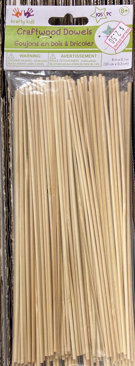 Krafty Kids: 8&quot; x 0.1&quot; Craftwood Dowels