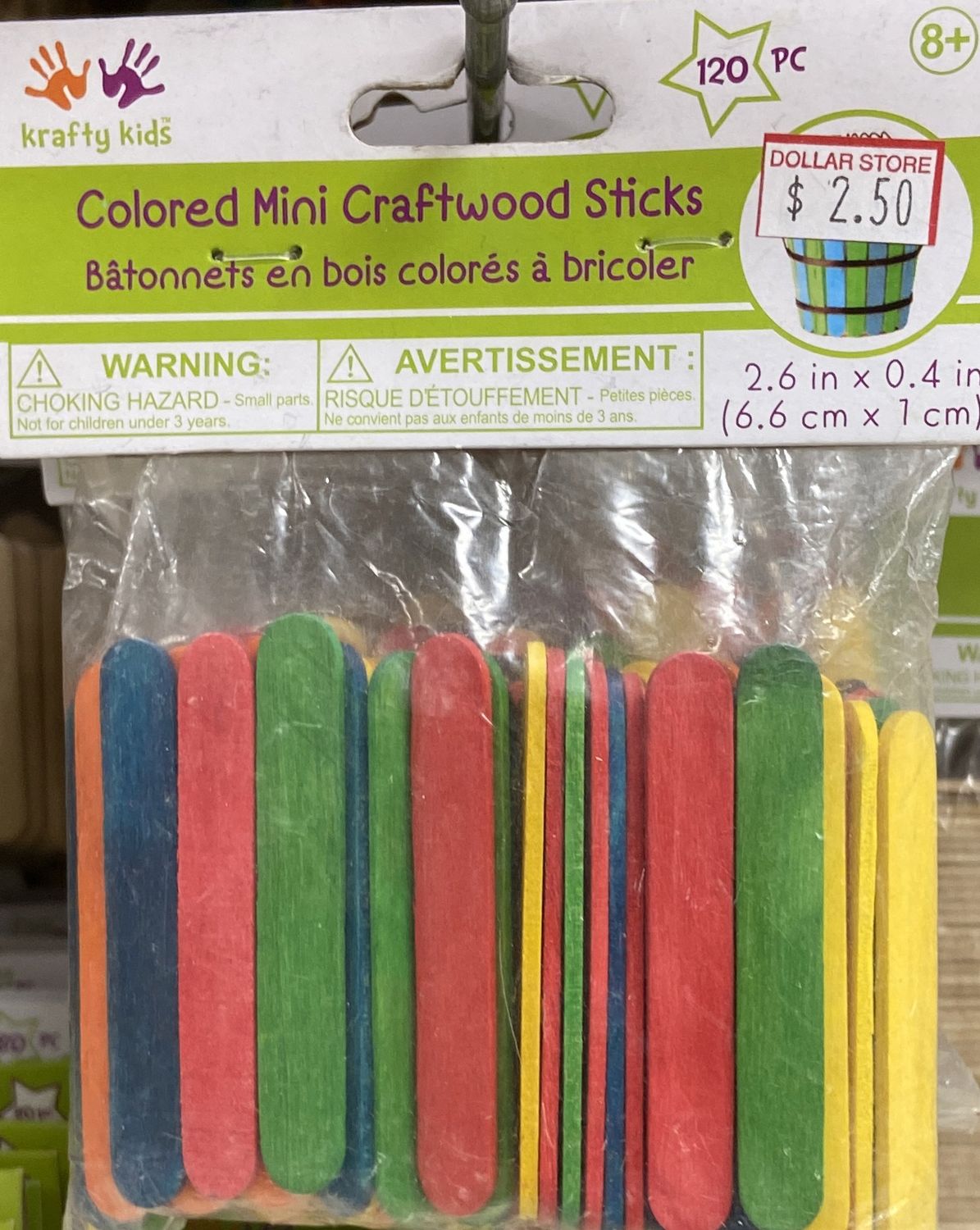 Krafty Kids: 2.6&quot; x 0.4&quot; Colored Mini Craftwood Sticks