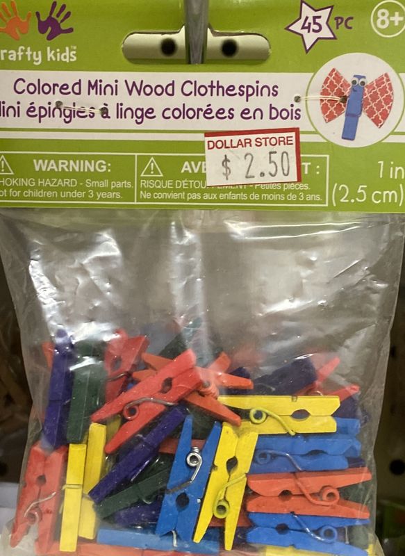 Krafty Kids: 1&quot; Colored Mini Wood Clothespins