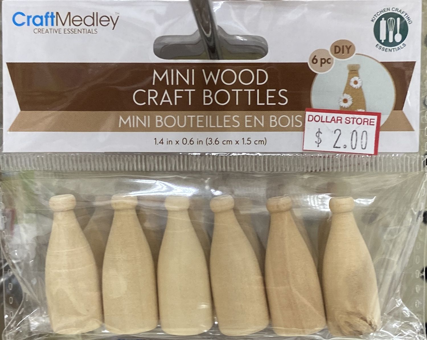 CraftMedley: 1.4&quot; x 0.6&quot; Mini Wood Craft Bottles