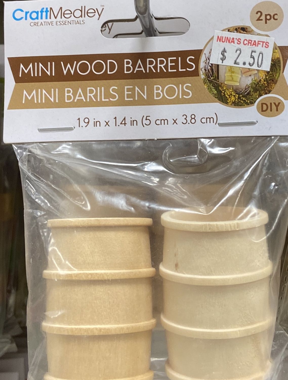 CraftMedley: Mini Wood Barrels 1.9&quot; x 1.4&quot;