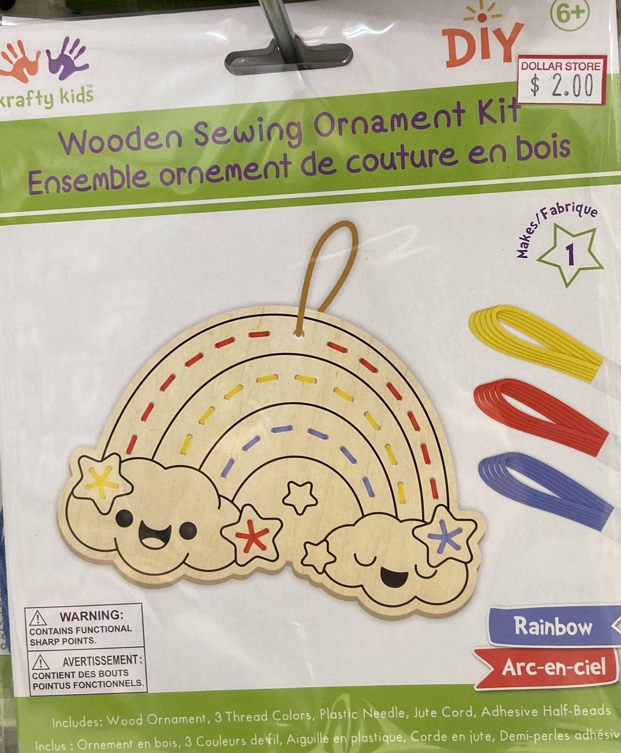 Krafty Kids: Rainbow Wooden Sewing Ornament Kit