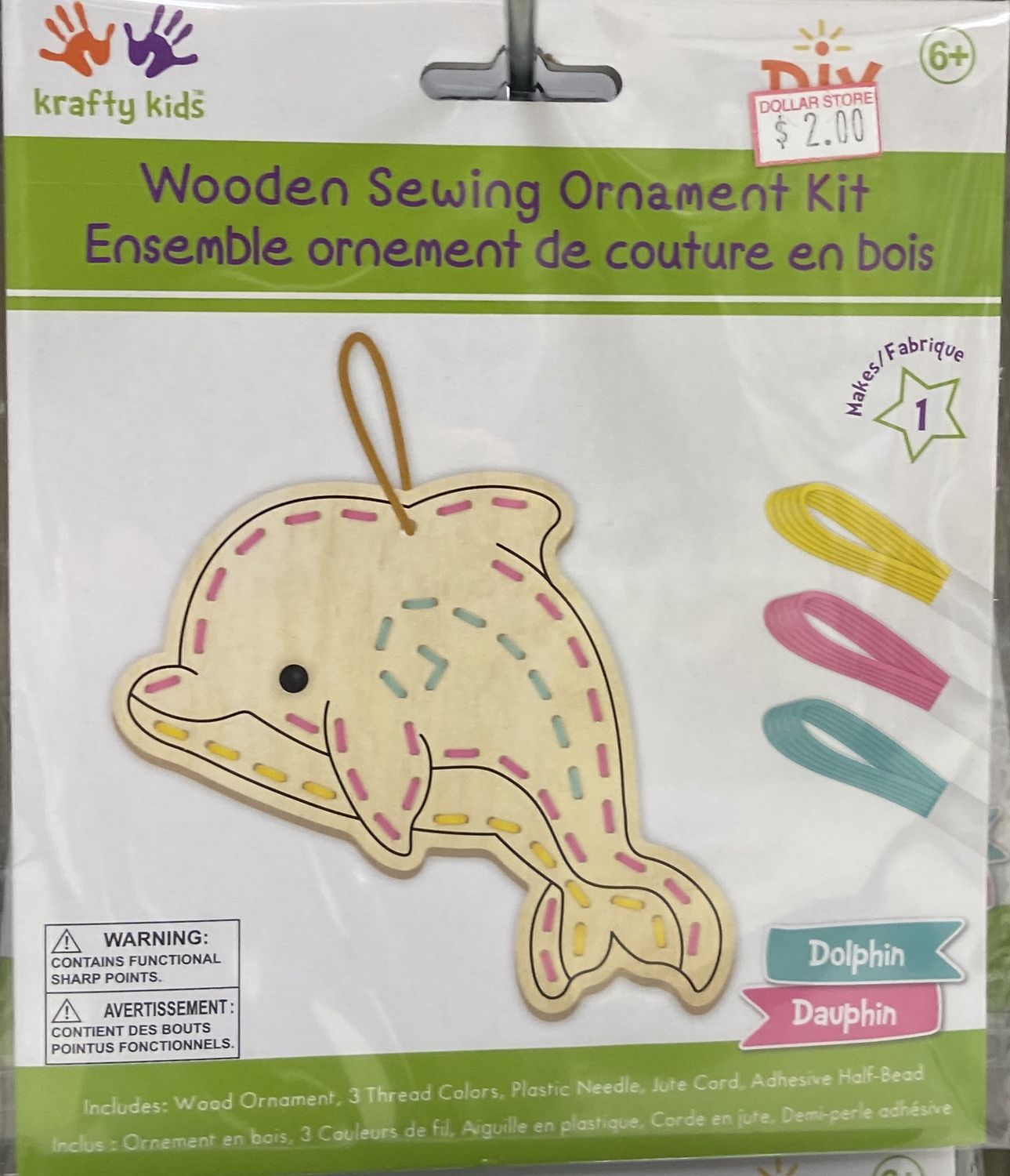 Krafty Kids: Dolphin Wooden Sewing Ornament Kit