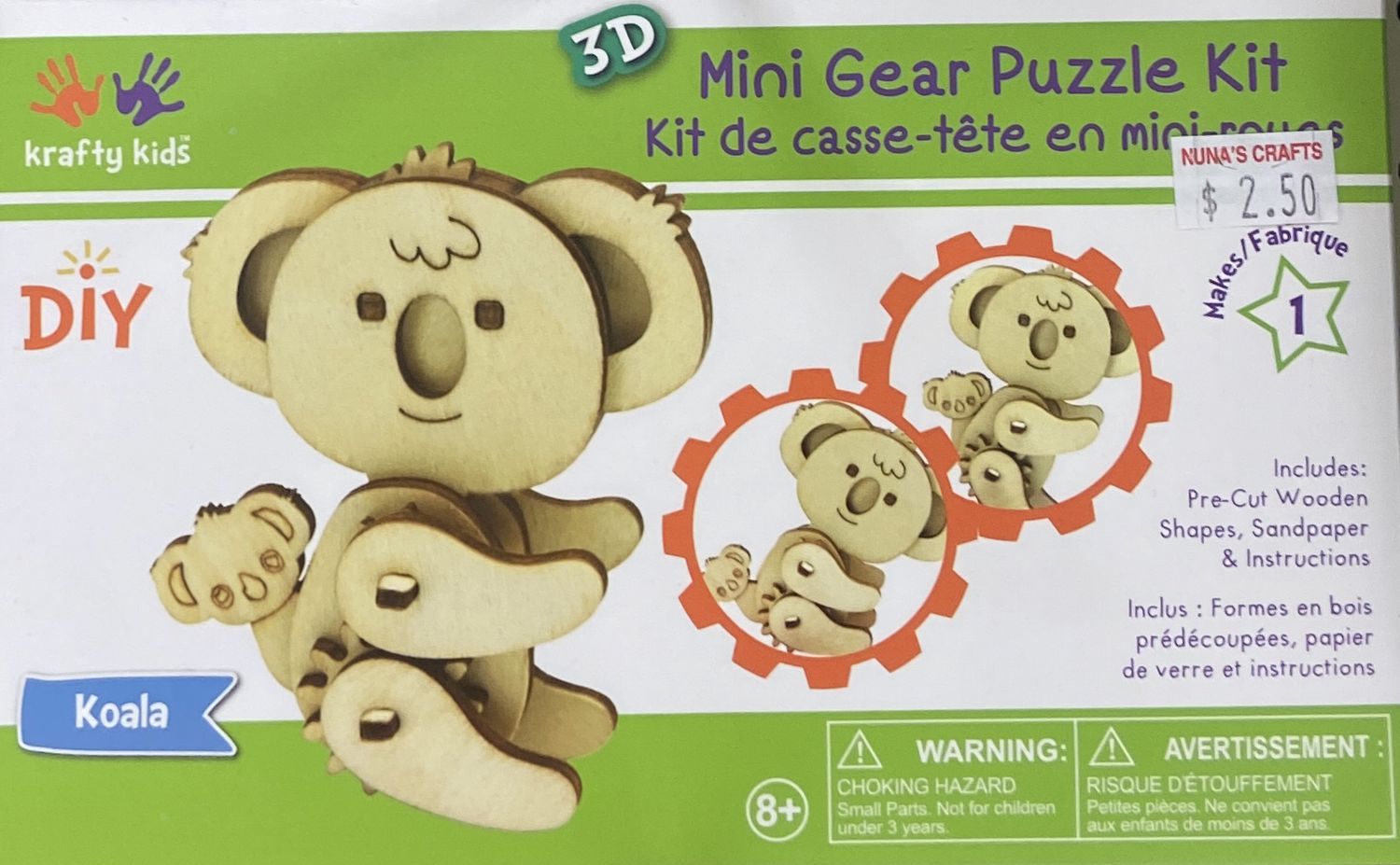 Krafty Kids: Koala Bear Mini Gear Puzzle Kit