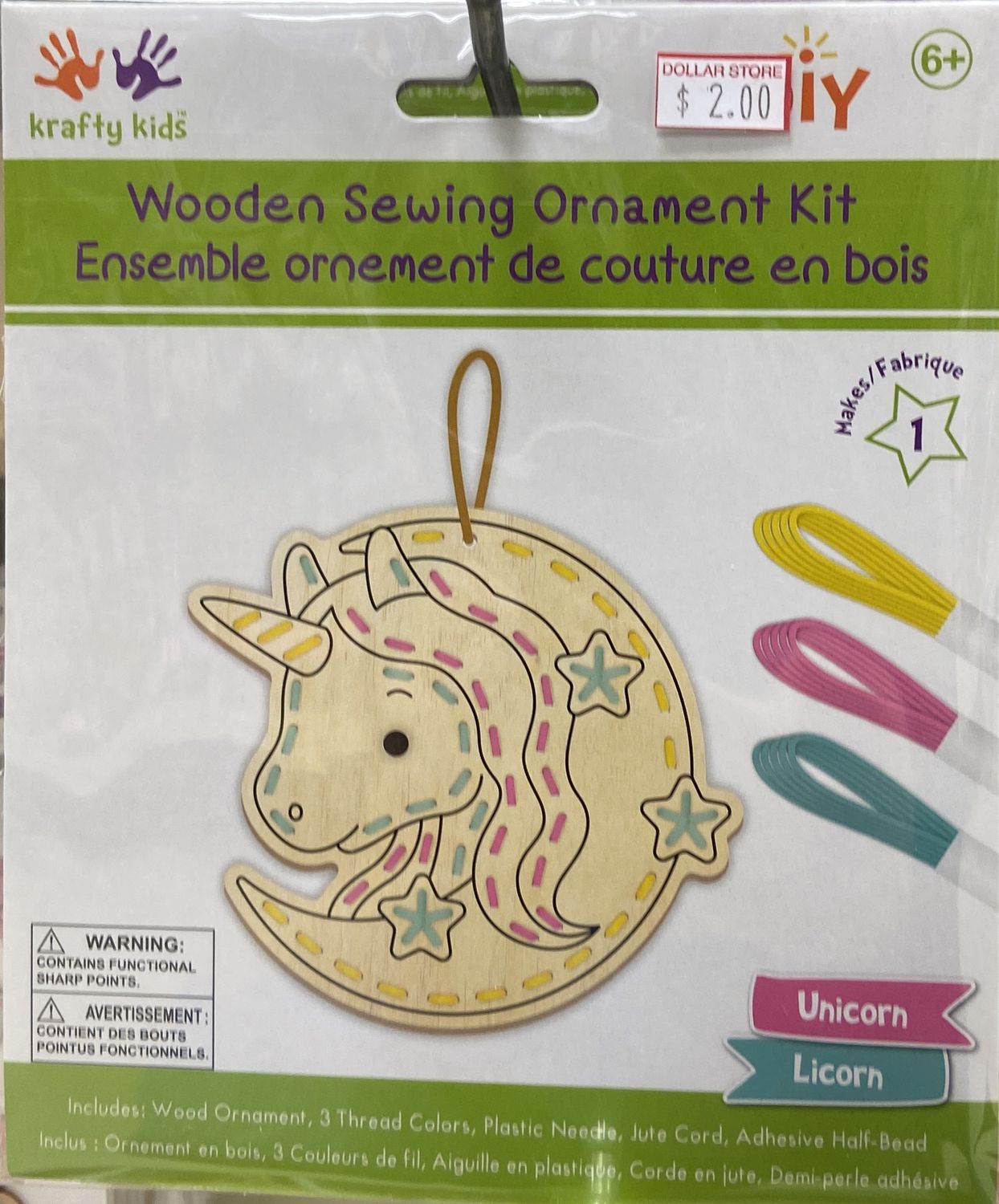 Krafty Kids: Unicorn Wooden Sewing Ornament Kit