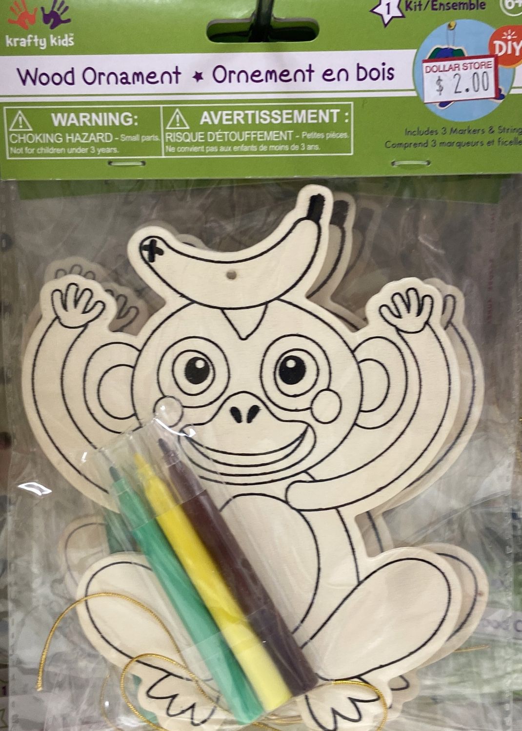 Krafty Kids: Monkey Wood Ornament