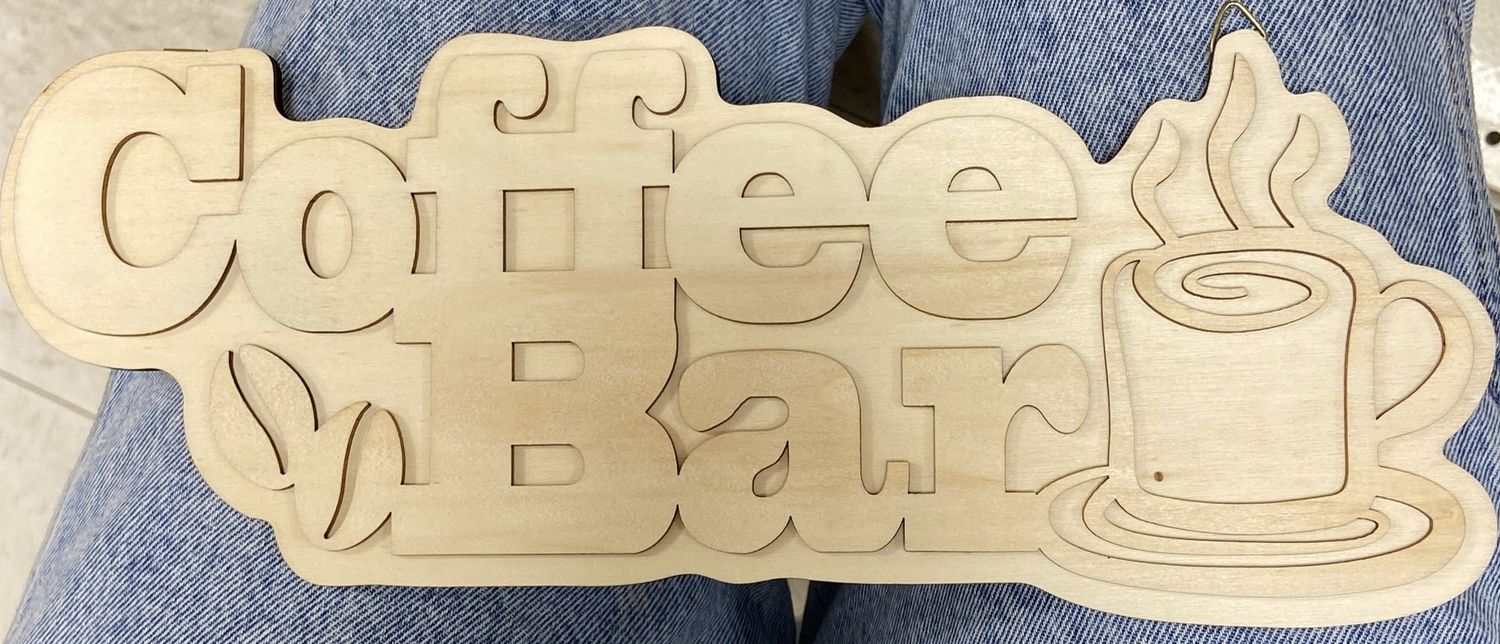 MultiCraft: Coffee Bar - Hanging Wooden Sign