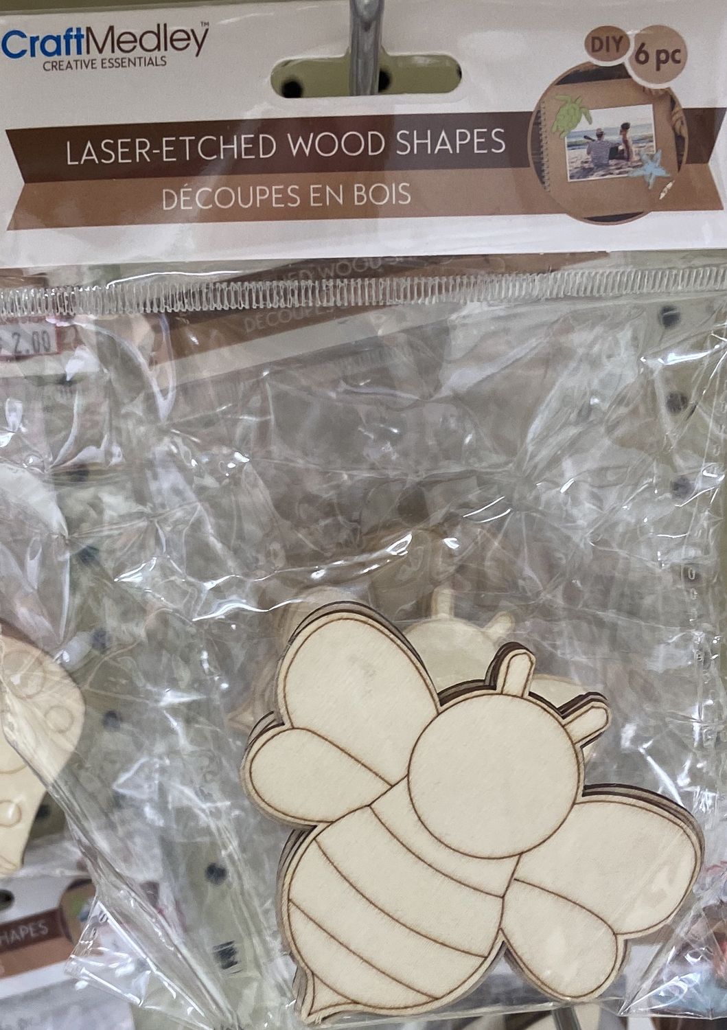 CraftMedley: Bumble Bee Laser-Etched Wood Shapes