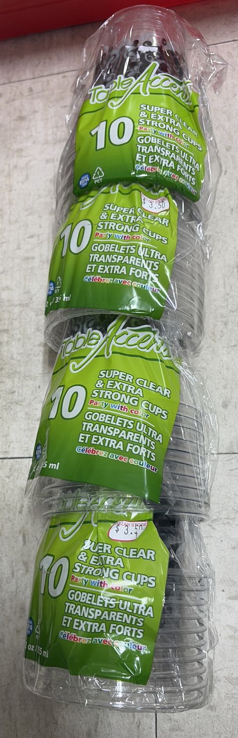 10pk Clear with Print Plastic Cups 